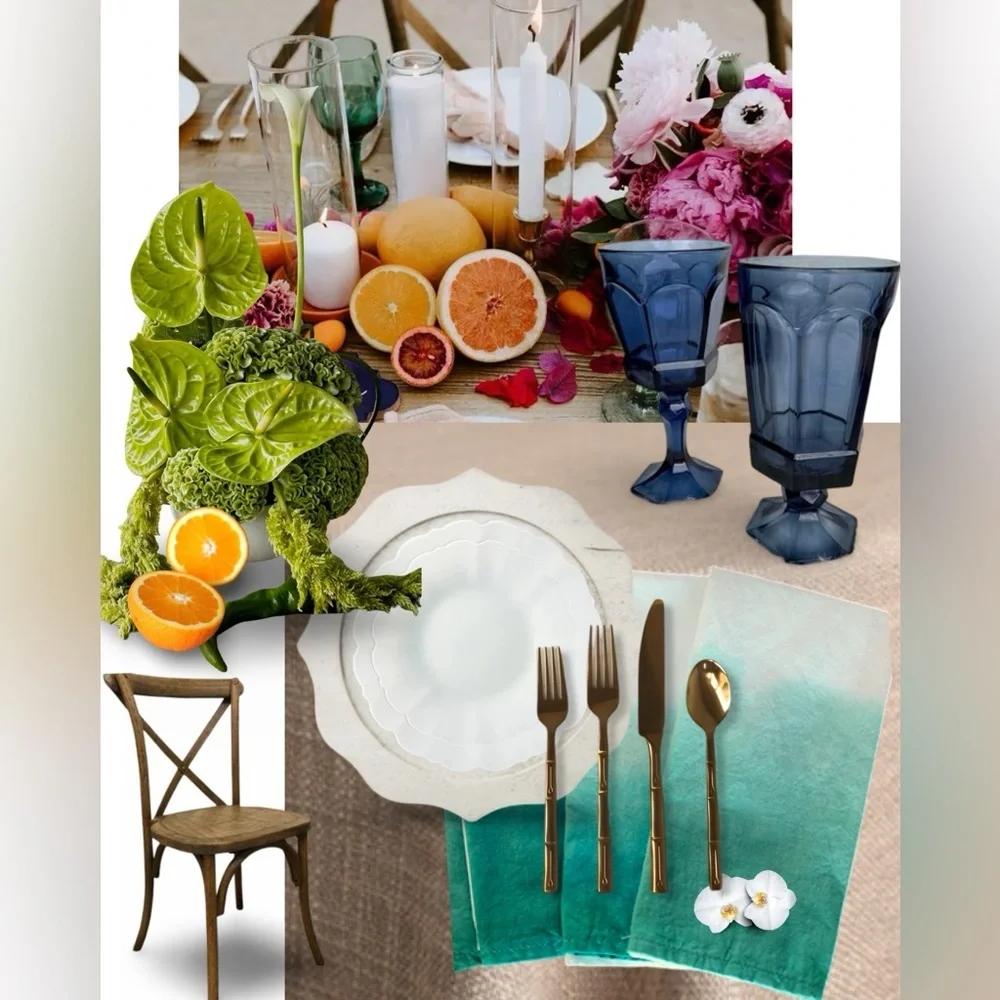 Handmade Dip Dyed Ombre Dinner Napkins | 20”x20” | Modern Tropical Wedding Event